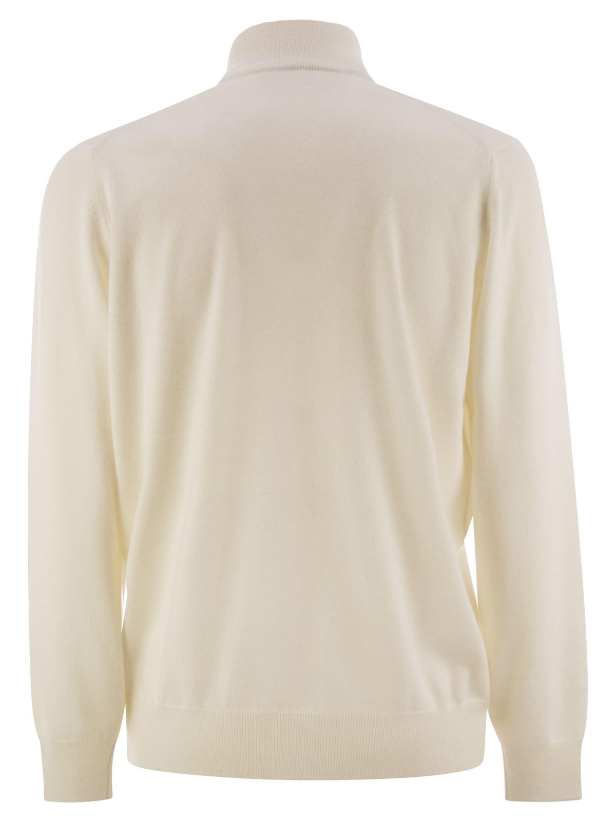 Brunello Cucinelli Men High-Necked Cashmere Sweater With Zip Opening