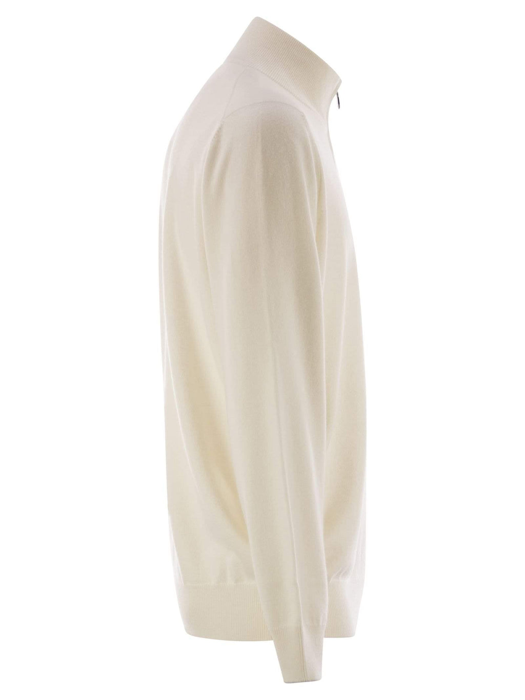 Brunello Cucinelli Men High-Necked Cashmere Sweater With Zip Opening