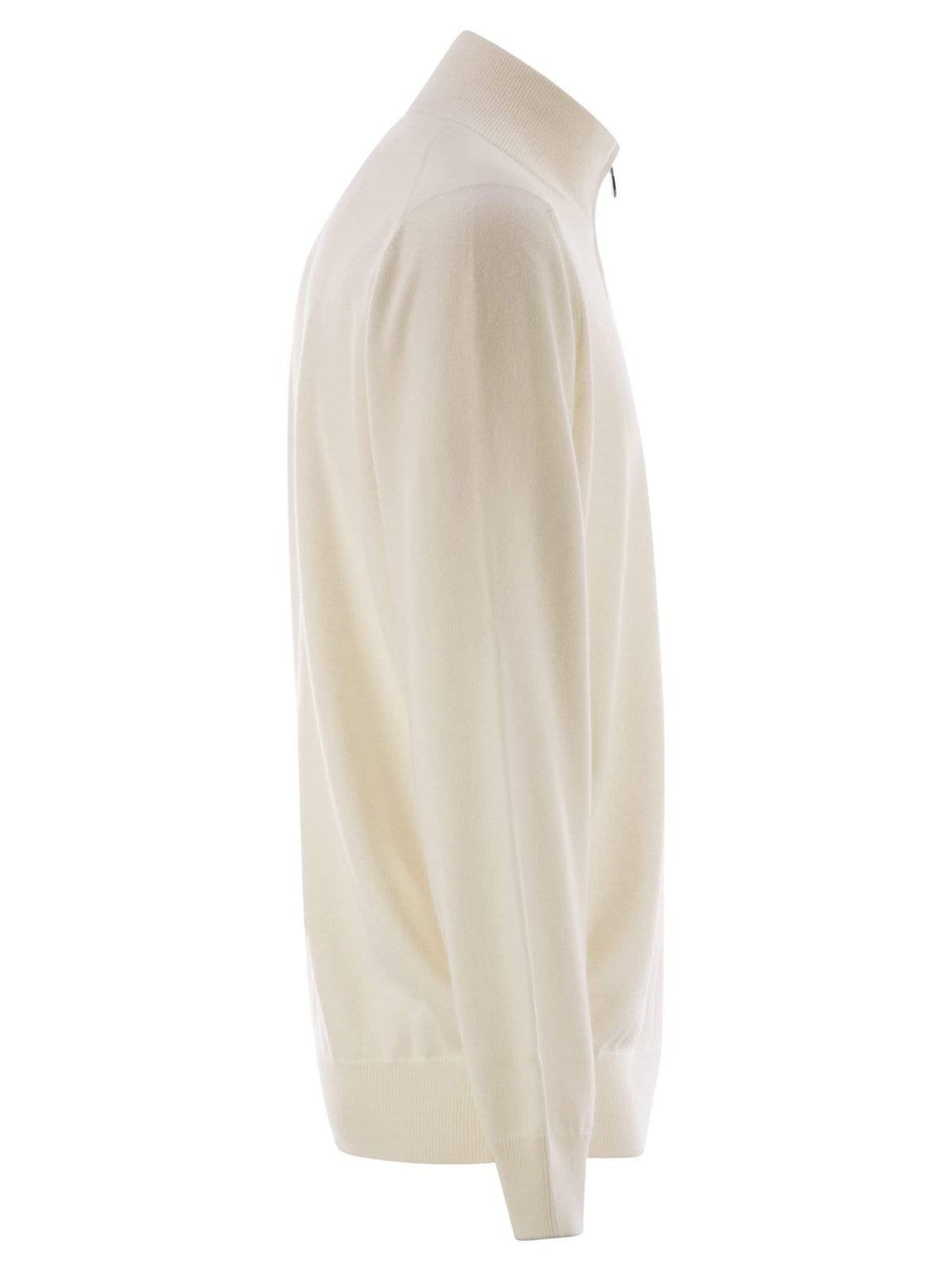 Brunello Cucinelli Men High-Necked Cashmere Sweater With Zip Opening
