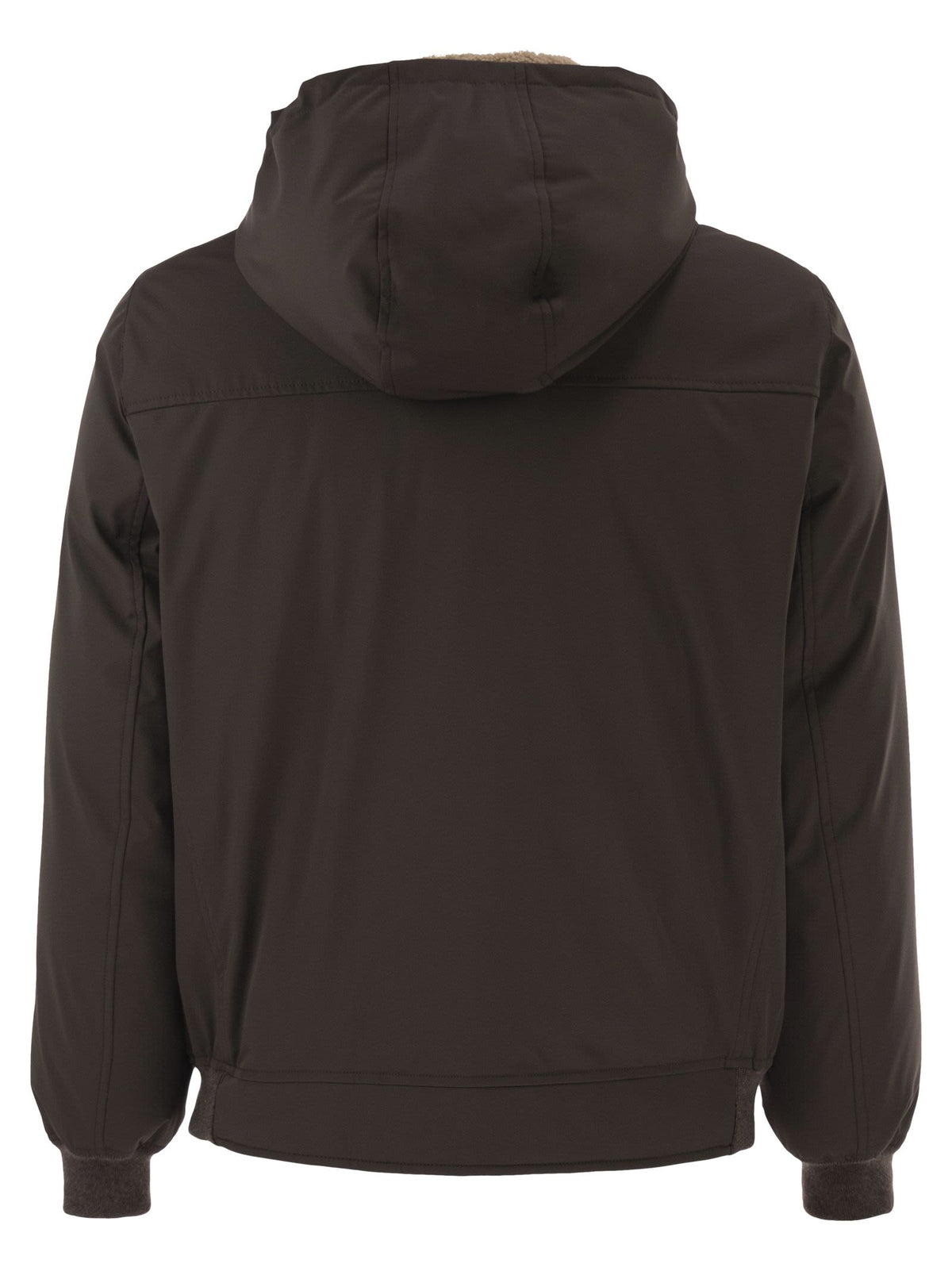 Brunello Cucinelli Men Padded Hooded Bomber Jacket With Shearling Details