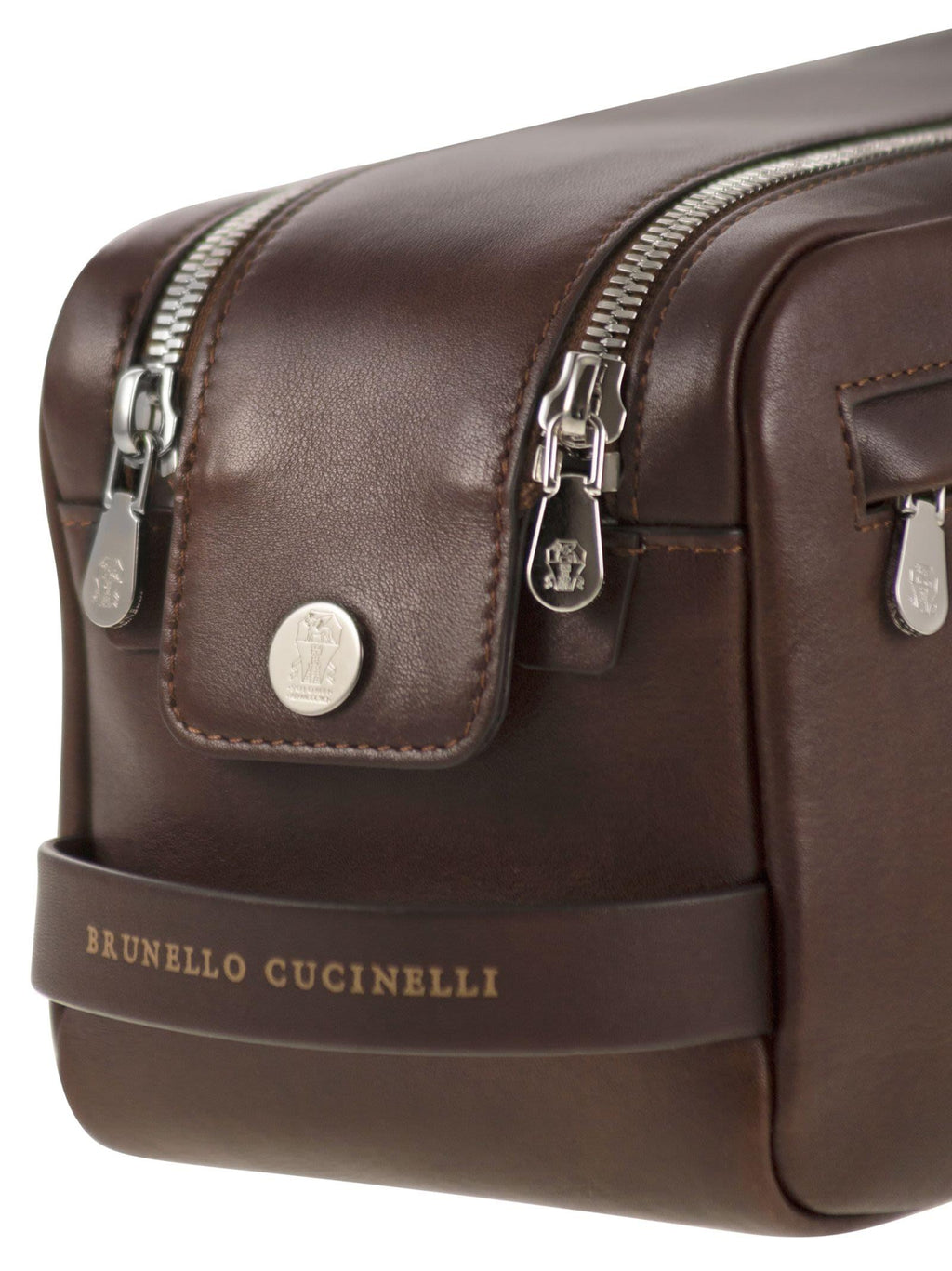 Brunello Cucinelli Men Leather Beauty Case With Double Zip