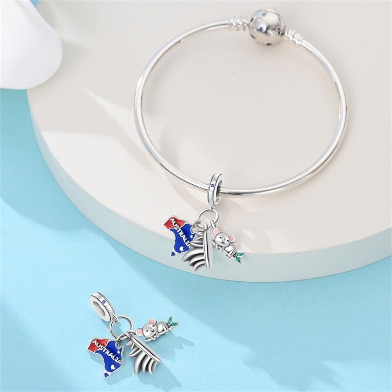 Australia Map, Koala & Sydney Opera House Dangle Charm