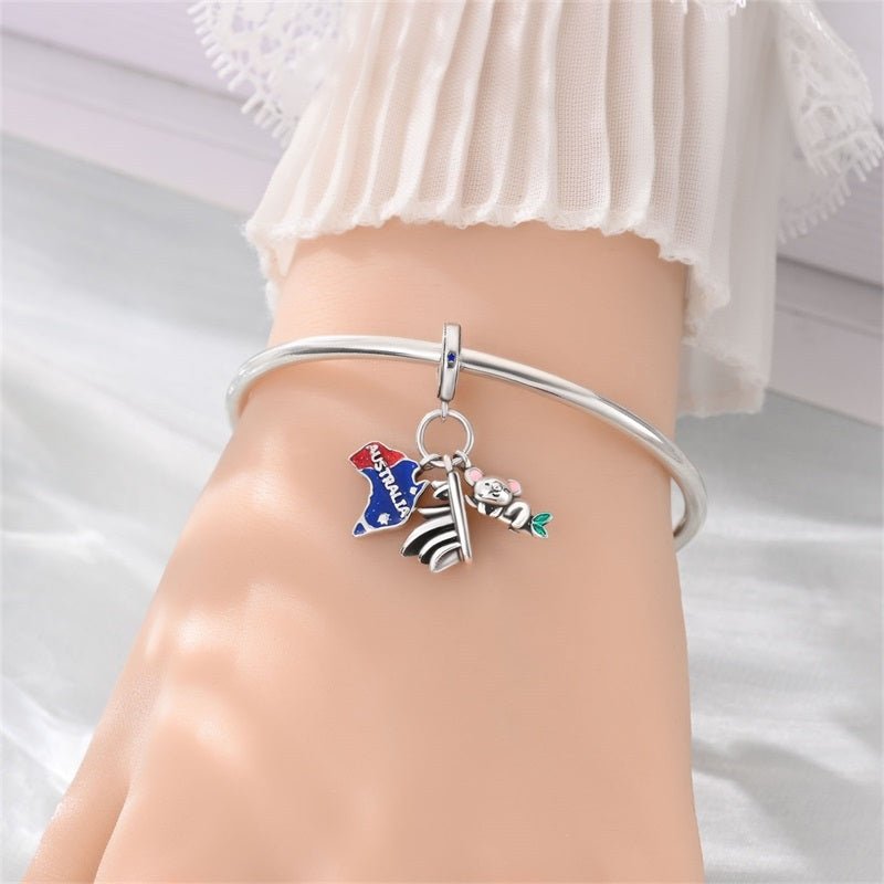 Australia Map, Koala & Sydney Opera House Dangle Charm