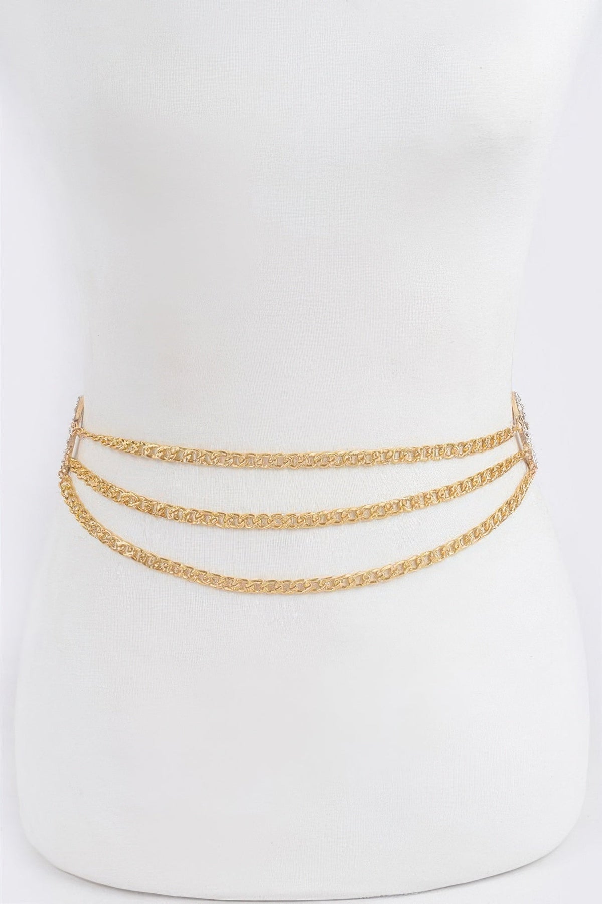 Metal Chain Waist Belt with Decorative Stone Ring