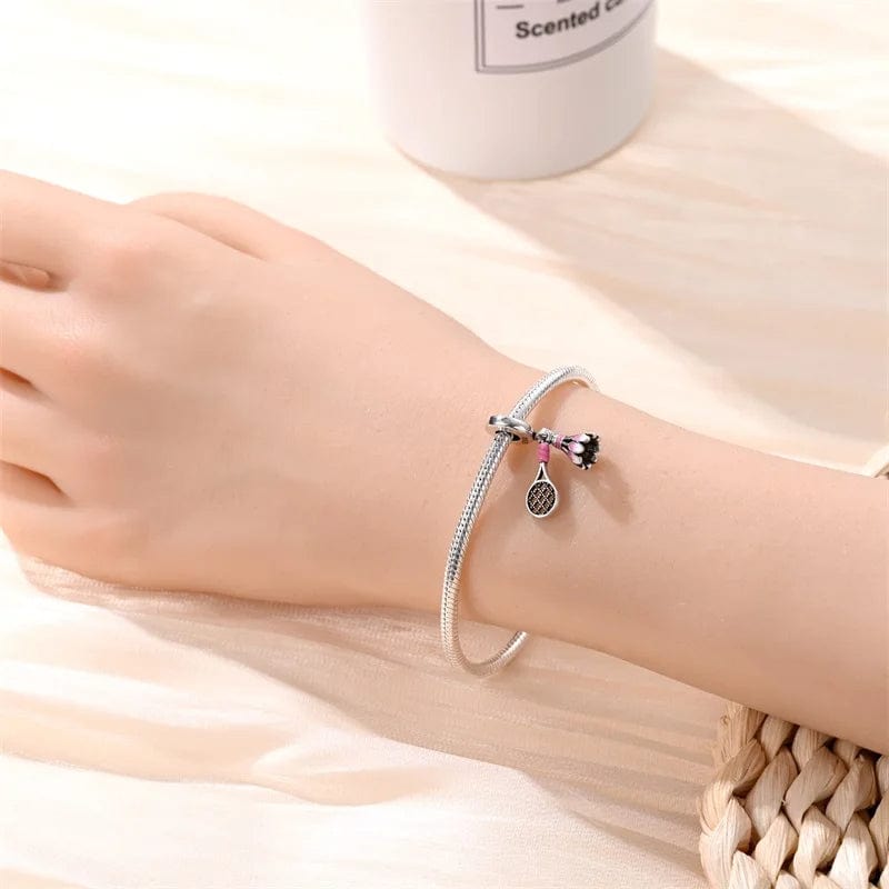 Badminton Racket & Birdie Dangle Charm