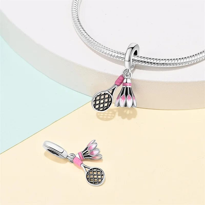 Badminton Racket & Birdie Dangle Charm