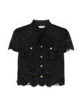 Self-Portrait Women Lace Tie Neck Top