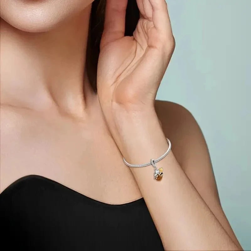 Bee Hugging Honey Dangle Charm