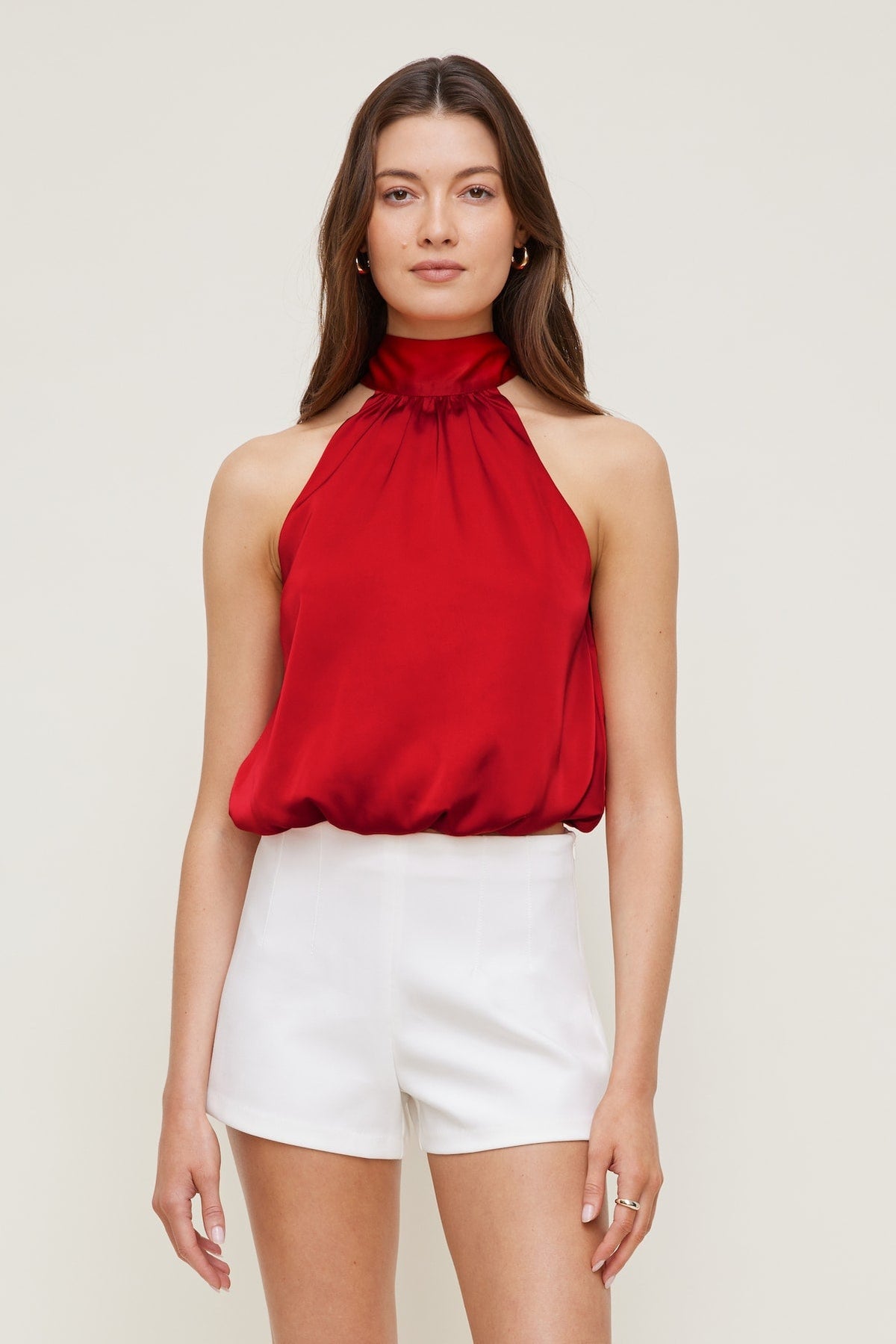 Paloma Bubble Satin Halter Blouse
