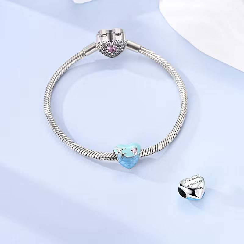 The World Is Yours to Explore Airplane Heart Charm