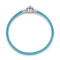 Blue Braided Leather Bracelet with Seashell Clasp