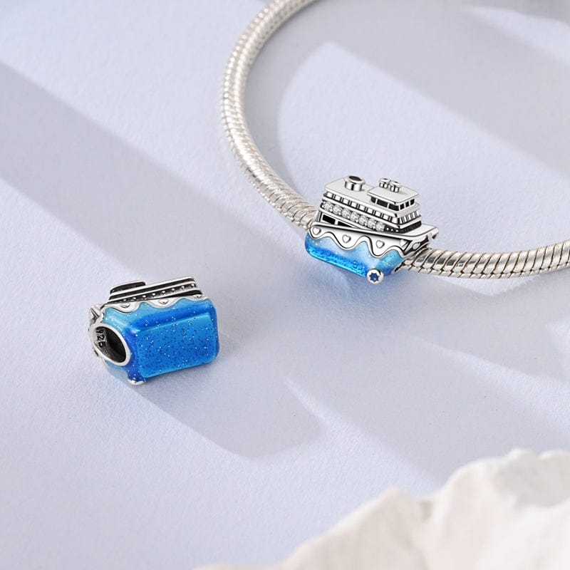 Blue Cruise Ship Charm
