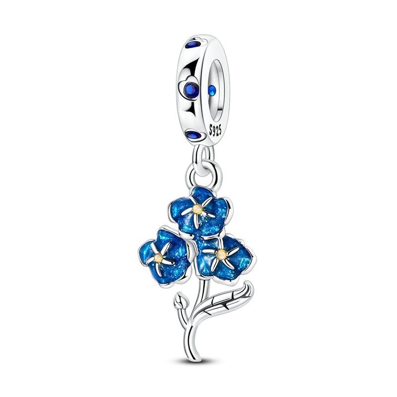 Blue Forget-Me-Not Flower Dangle Charm