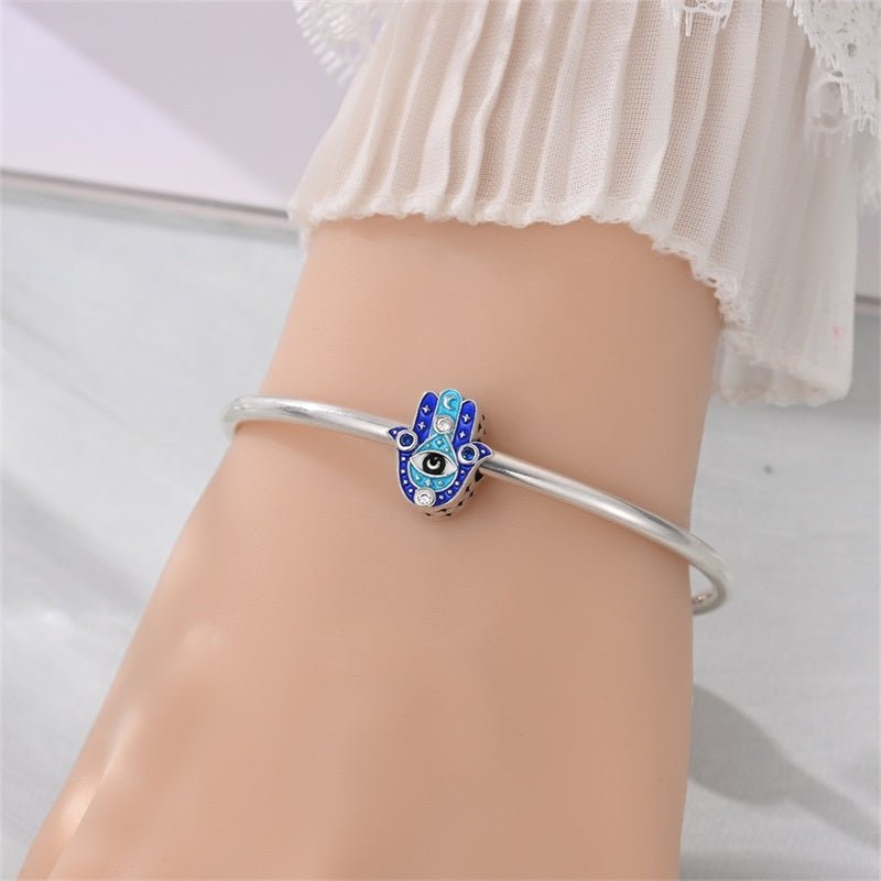 Blue Hamsa Hand with Evil Eye Charm