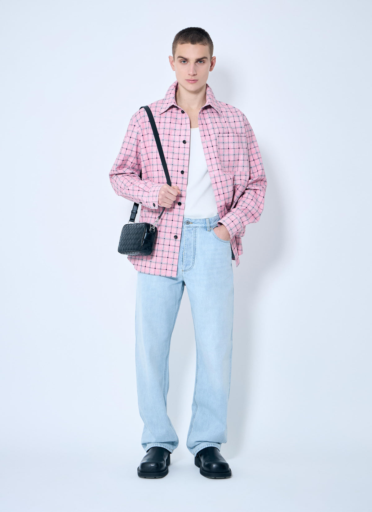Bottega Veneta Men Extra Bleached Wide Leg Jeans