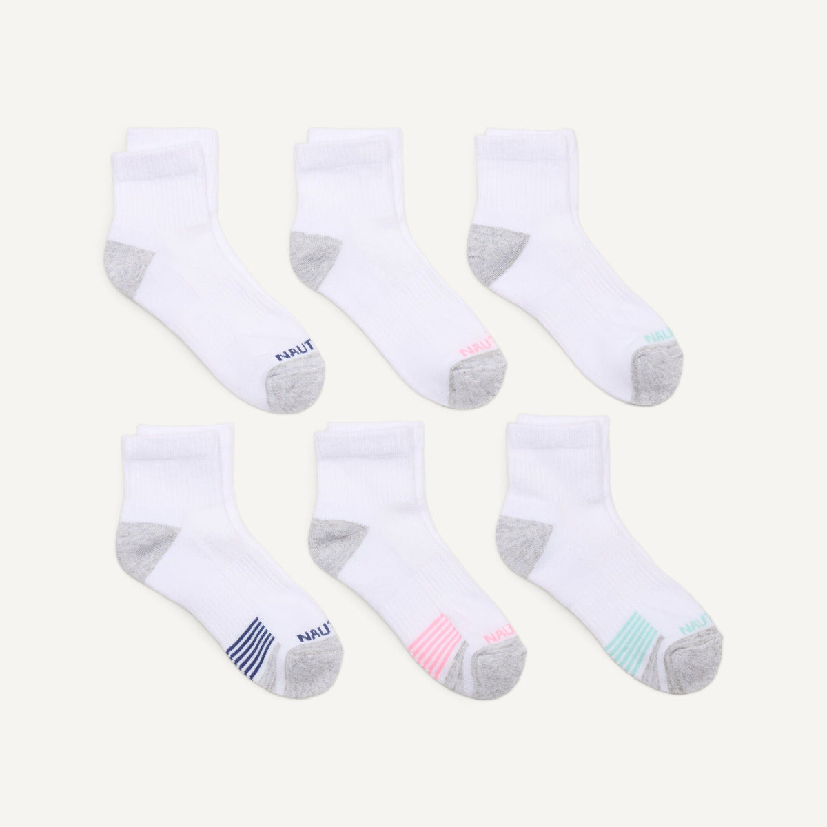 Nautica Womens Athletic High Quarter Socks, 6-Pack