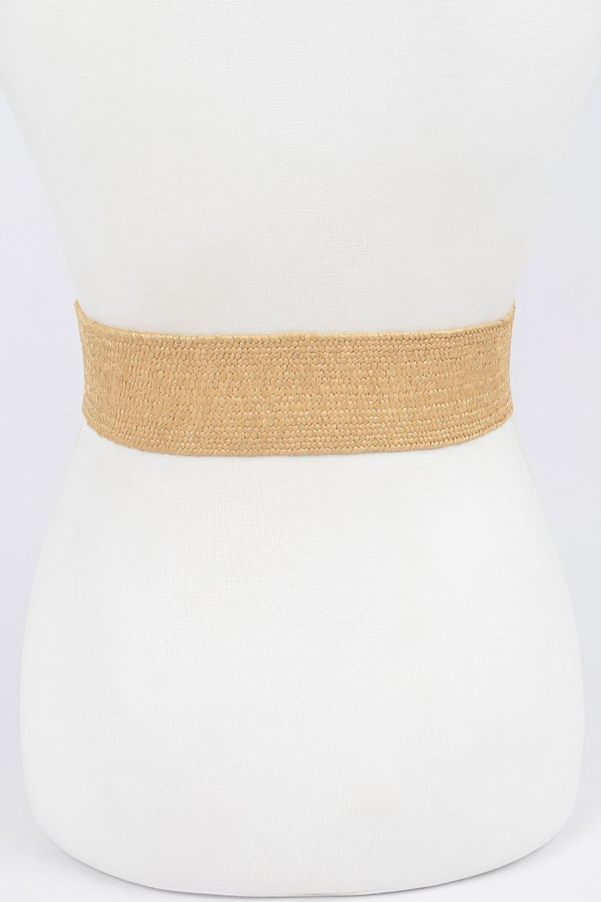 Faux Straw Elastic Two Buckles Belt