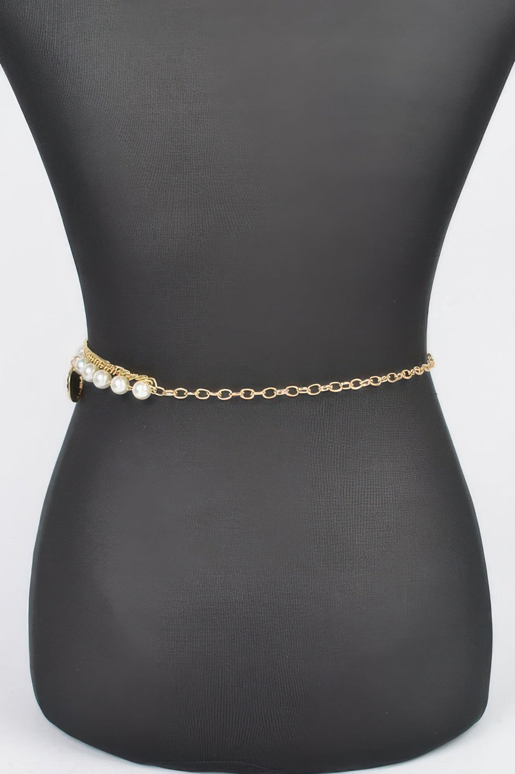 Faux Pearl Round Metal Plus Size Chain Belt