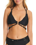 Red Carter Shine Solids Triangle Swim Top