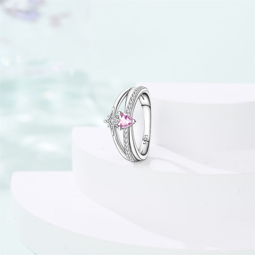 Celestial Pink Heart Gemstone Ring
