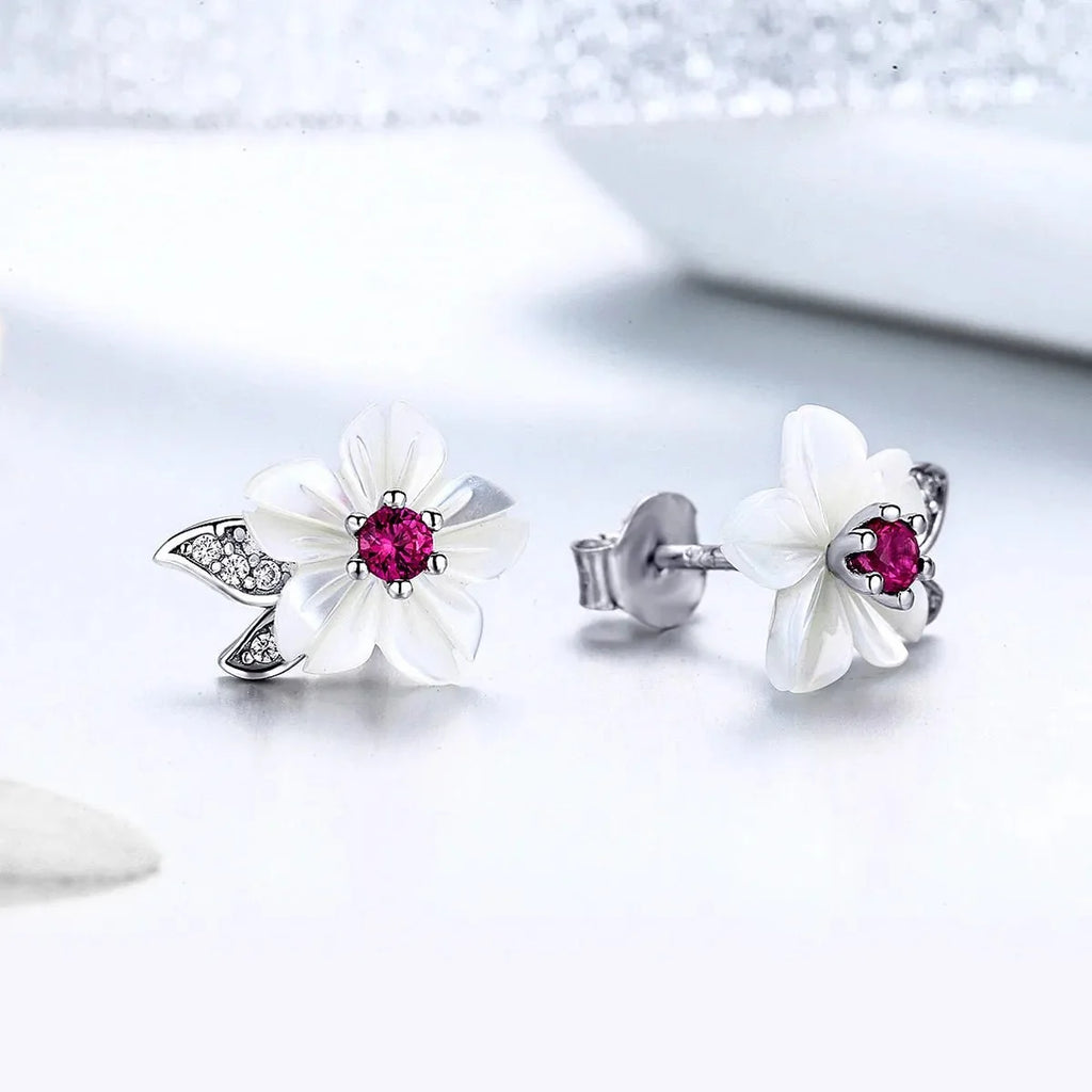 Cherry Blossom Radiance Stud Earrings