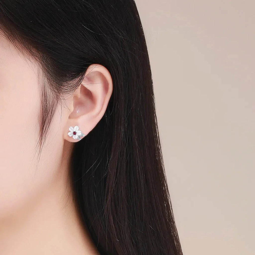 Cherry Blossom Radiance Stud Earrings