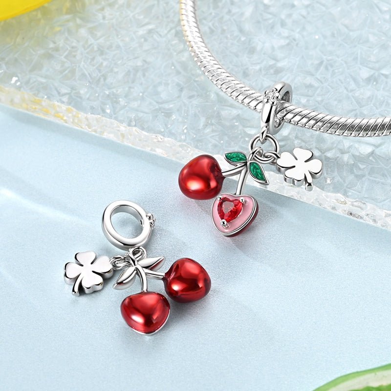 Cherry with Four-Leaf Clover Dangle Charm
