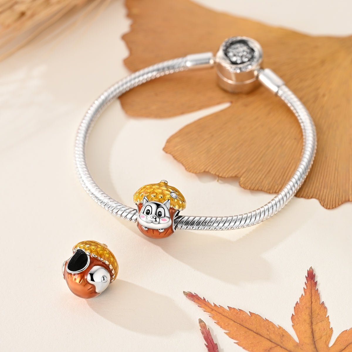 Chipmunk Hiding in Acorn Charm