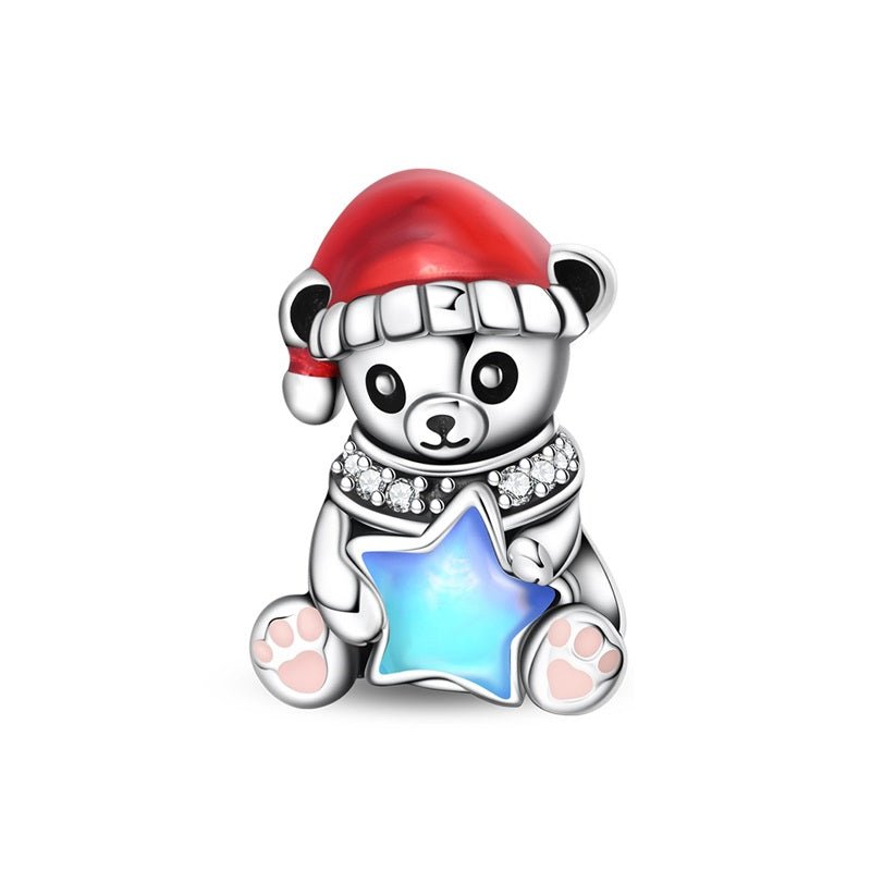 Christmas Teddy Bear with Blue Star Charm
