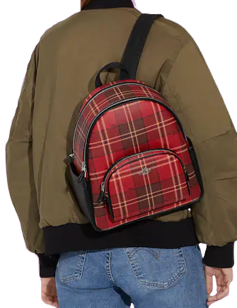 Coach Court Backpack With Tartan Plaid Print