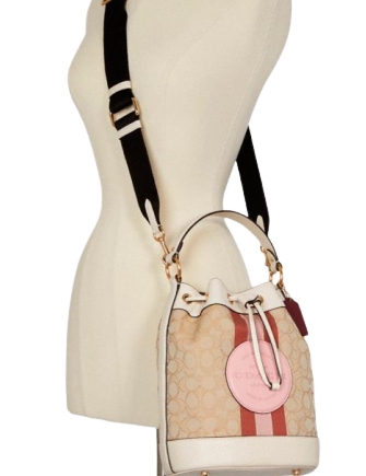 Coach Dempsey Drawstring Bucket Bag In Signature Jacquard With Stripe And Coach Patch