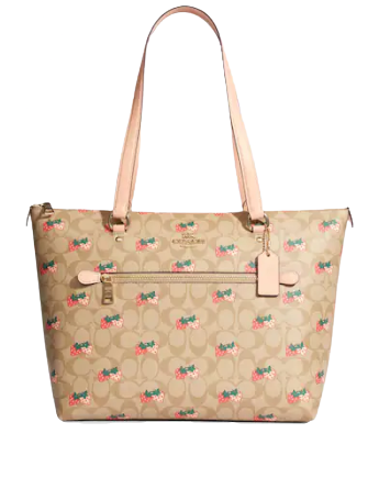 Coach Gallery Tote In Signature Canvas With Strawberry Print