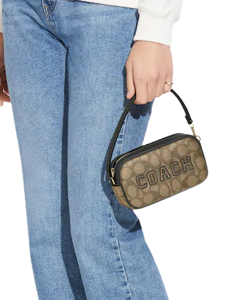 Coach Jamie Wristlet In Signature Canvas With Varsity Motif