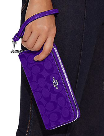 Coach Long Zip Around Wallet In Signature Canvas