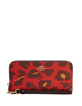 Coach Long Zip Around Wallet With Leopard Print