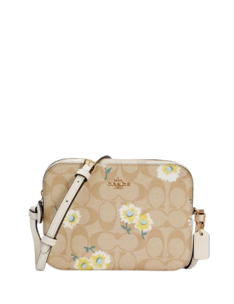 Coach Mini Camera Bag In Signature Canvas With Daisy Print