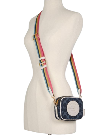 Coach Mini Dempsey Camera Bag In Signature Jacquard With Coach Patch