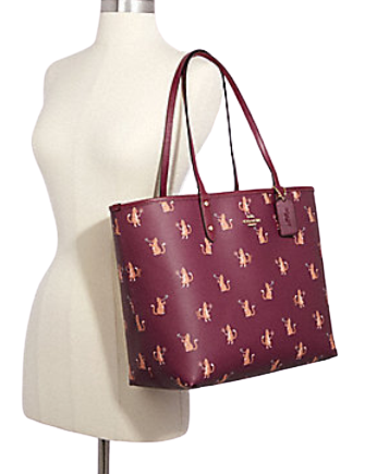 Coach Reversible City Tote With Party Cat Print