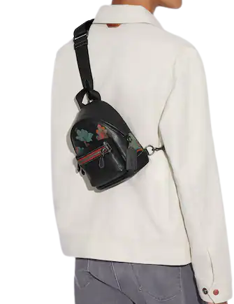 Coach Small West Backpack Crossbody With Dreamy Leaves Print