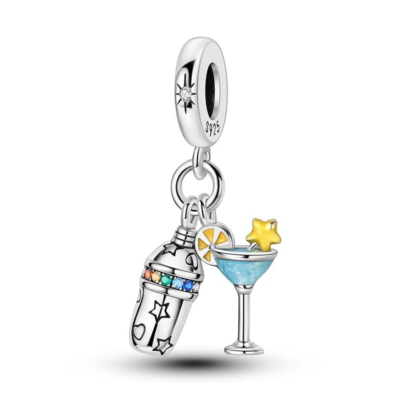 Cocktail Shaker & Martini Glass Dangle Charm