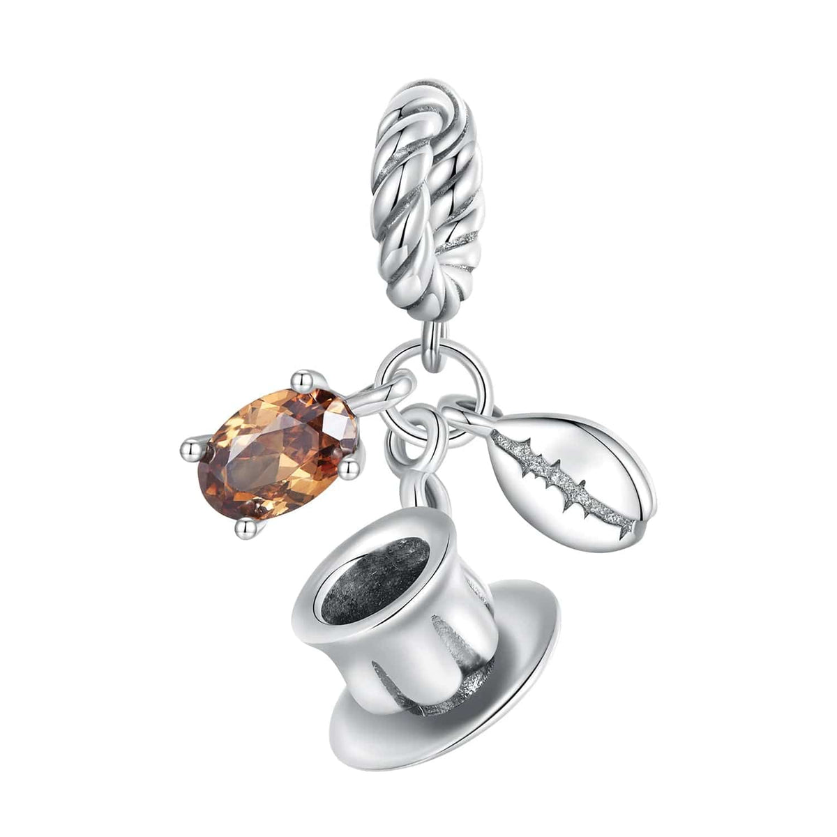 Coffee Cup & Coffee Bean Dangle Charm