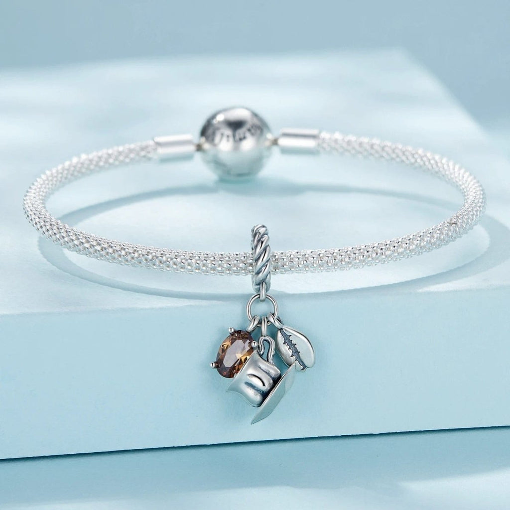 Coffee Cup & Coffee Bean Dangle Charm