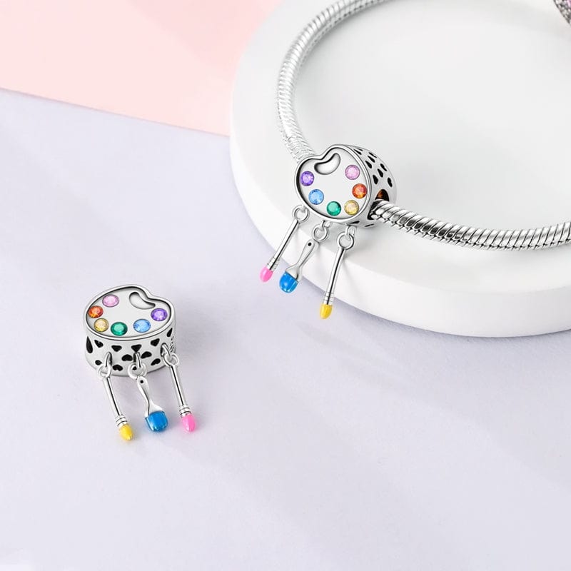 Colorful Artist Palette & Paintbrushes Charm