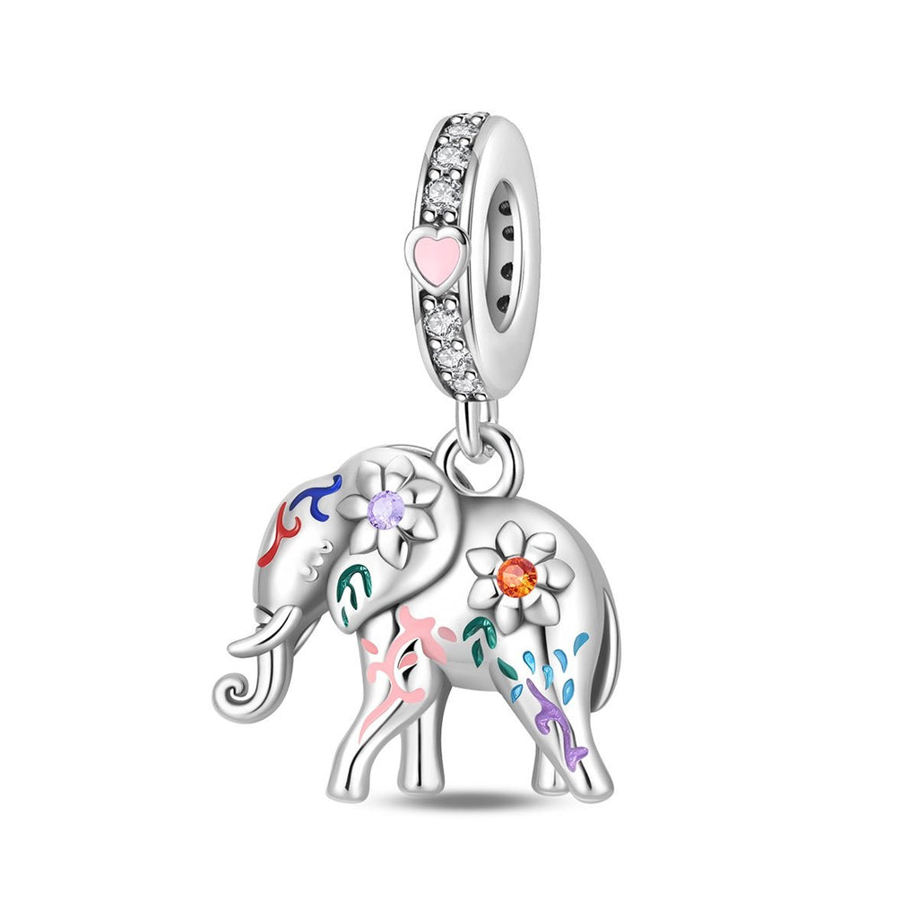 Colorful Elephant Charm Duo