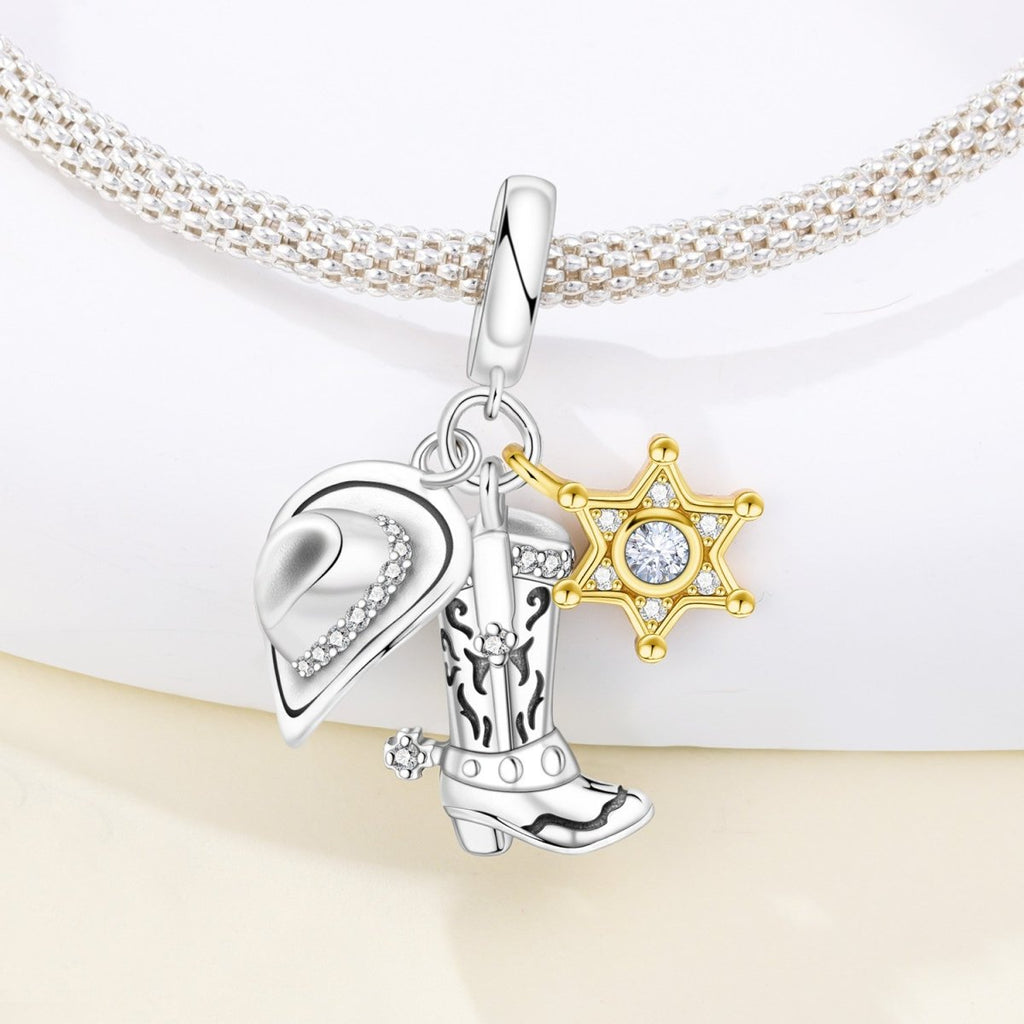 Cowboy Hat, Boot & Sheriff Star Dangle Charm