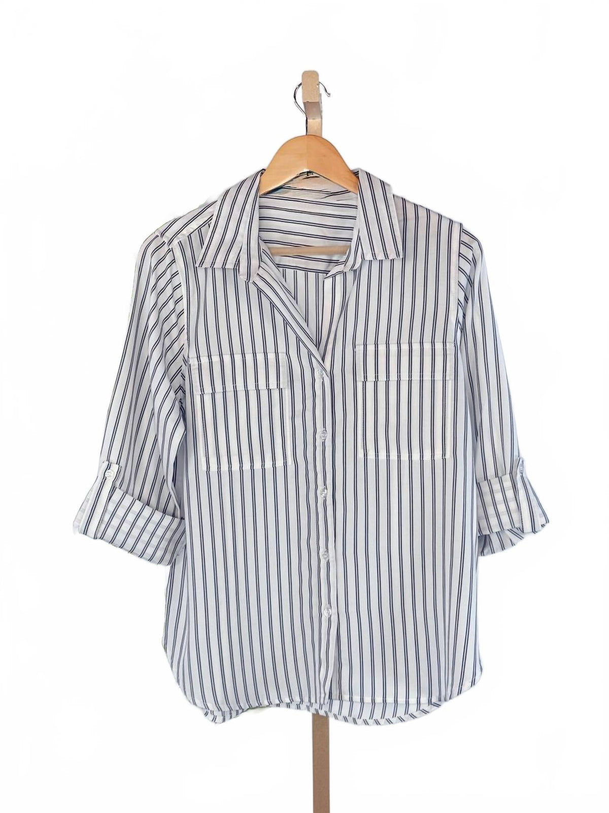 Talma Stripe Button Down Shirt In Mood Indigo