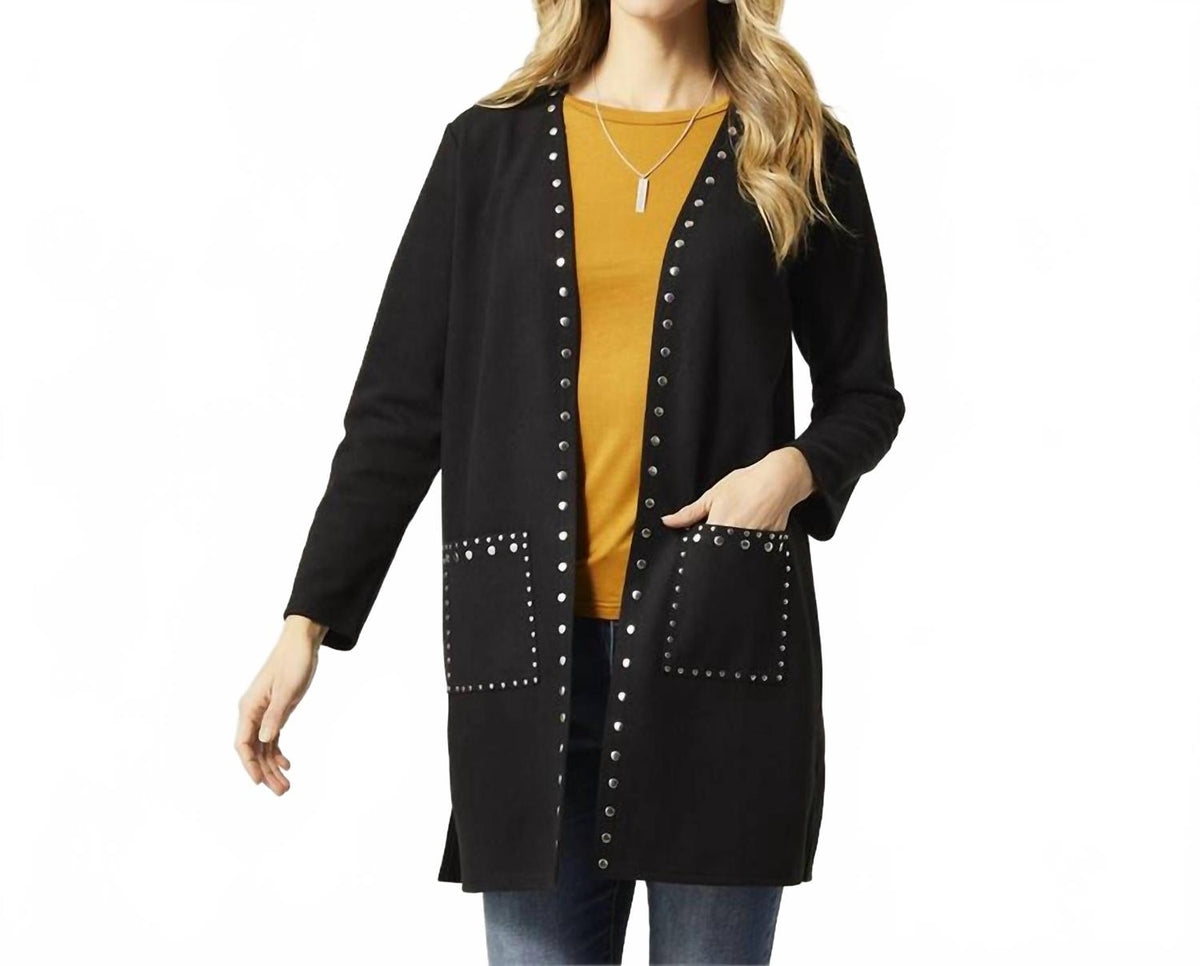 Aubree Long Cardigan In Black