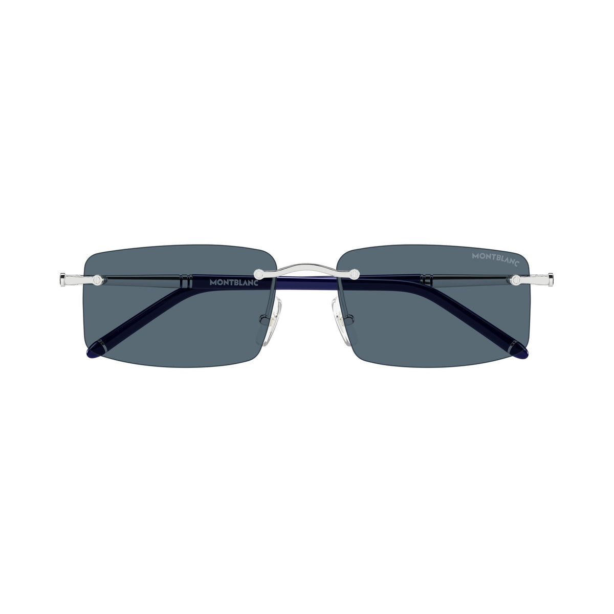 Rimless Rectangular Sunglasses With Metallic Silver Temples