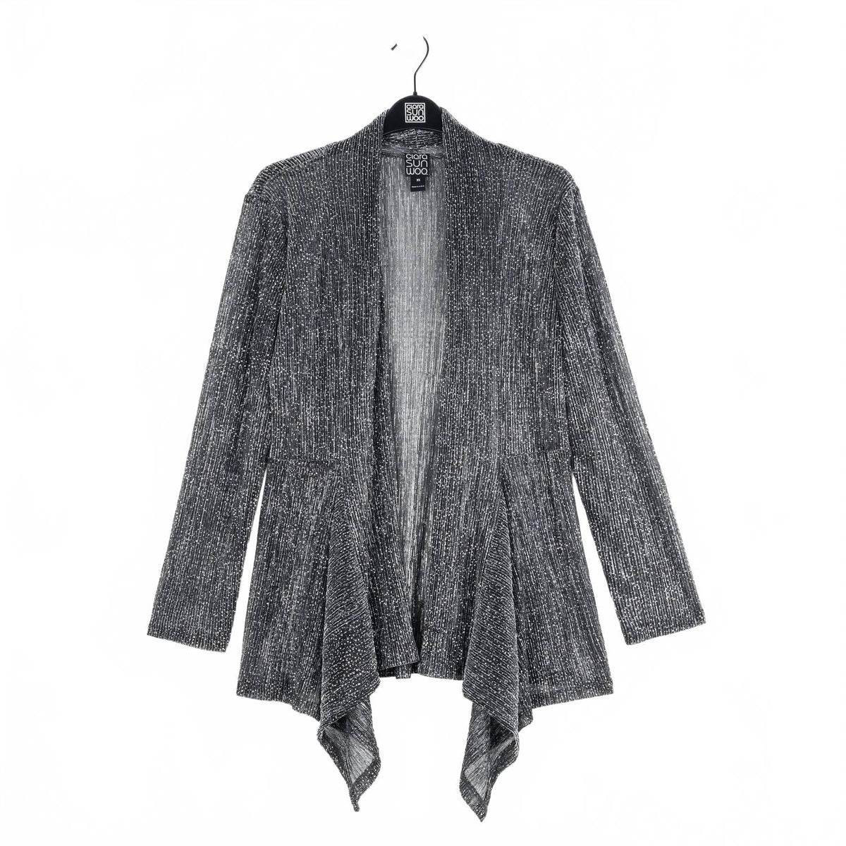 Drape Tunic Cardigan In Silver
