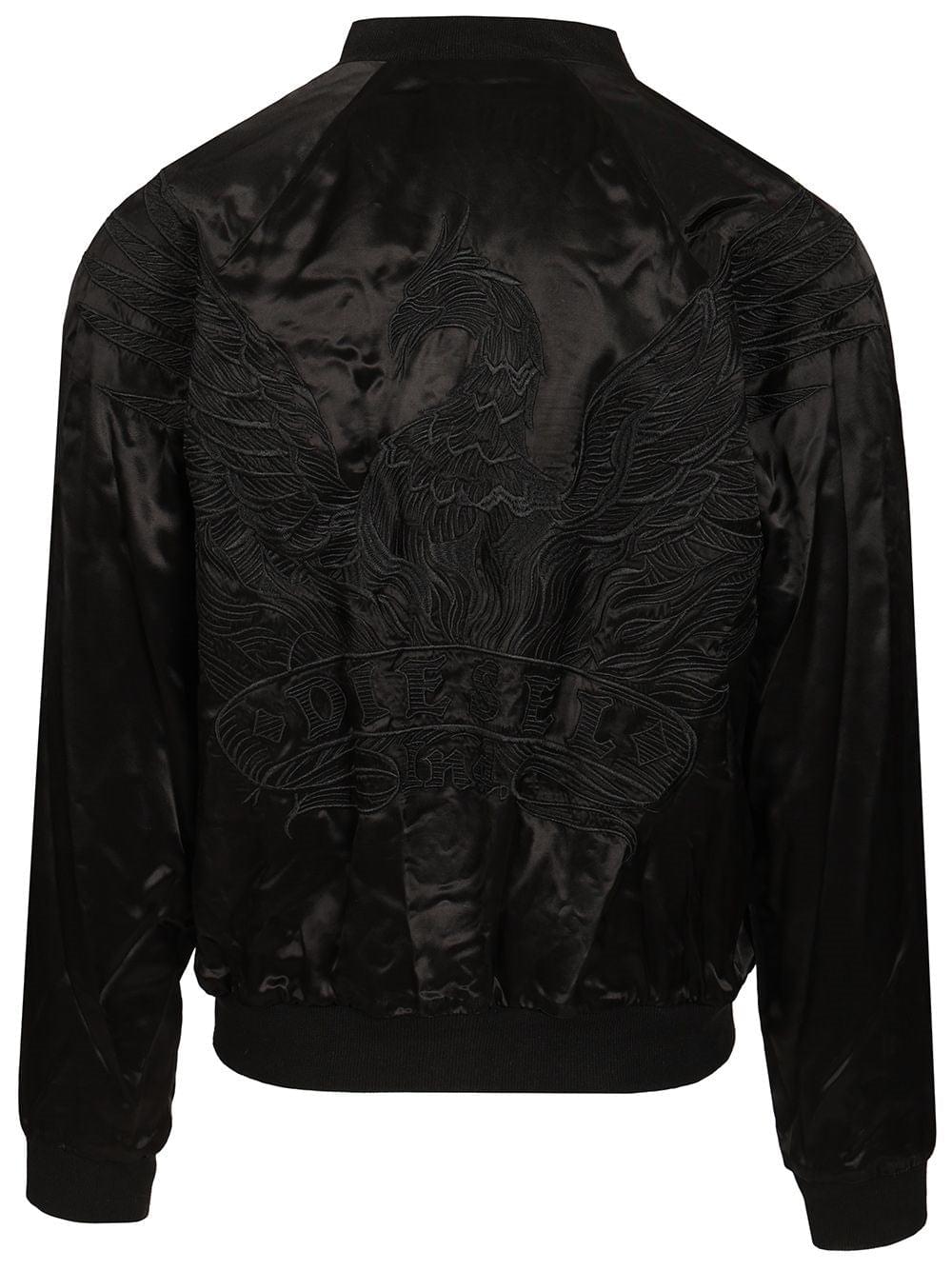 Diesel Men Reversible Satin Bomber Jacket